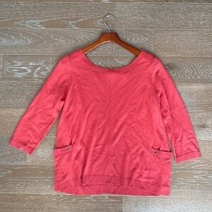 Caslon Zip Back Wool-Blend Sweater | Red/Orange | L